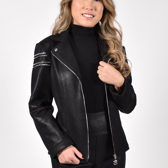 Frank Lyman Faux Leather Moto Style Jacket - Picture 1 of 13